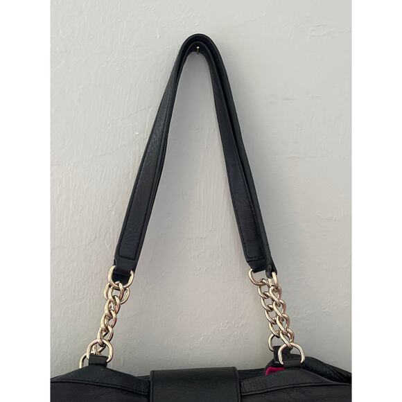 KATE SPADE Black Pebble Leather Town Road Elena Shoulder Bag Purse Chain Strap - Picture 3 of 10